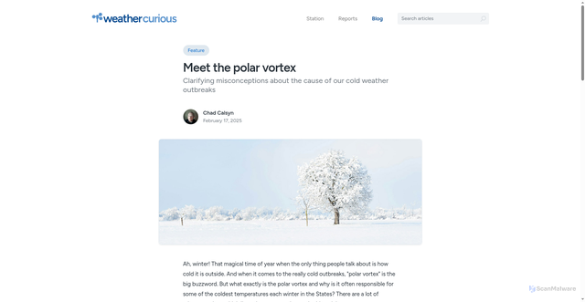 Security scan screenshot of https://weather.chadcalsyn.com/blog/meet-the-polar-vortex/