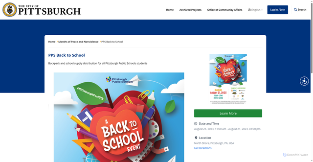 Security scan screenshot of https://engage.pittsburghpa.gov/months-of-peace-and-nonviolence/pps-back-school