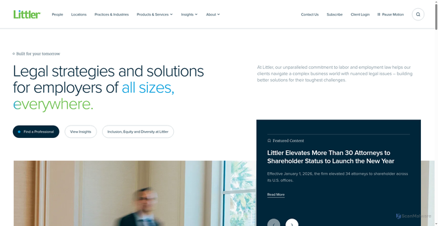 Security scan screenshot of https://www.littler.com