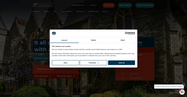 Security scan screenshot of http://www.chi.ac.uk