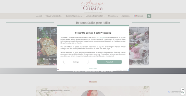 Security scan screenshot of https://www.amourdecuisine.fr/