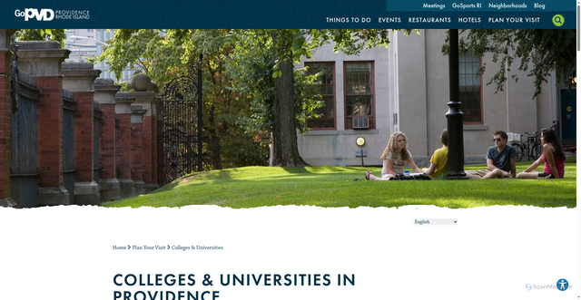 Security scan screenshot of https://www.goprovidence.com/plan-your-visit/colleges-and-universities/