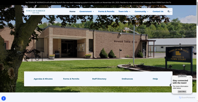 Security scan screenshot of https://townofnorwichny.gov/