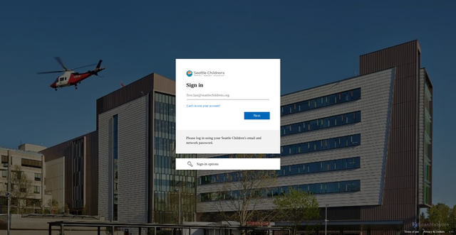 Security scan screenshot of https://seattlechildrens.sharepoint.com