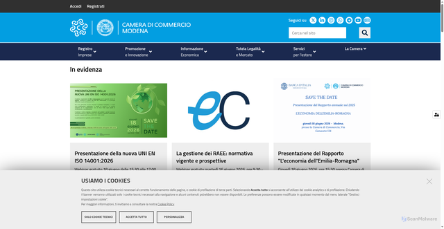 Security scan screenshot of https://www.mo.camcom.it