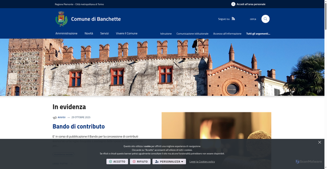 Security scan screenshot of https://www.comune.banchette.to.it/it-it/home