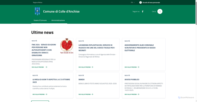 Security scan screenshot of https://comune.colledanchise.cb.it/