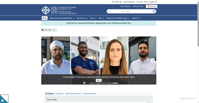 Security scan screenshot of https://cavuhb.nhs.wales/