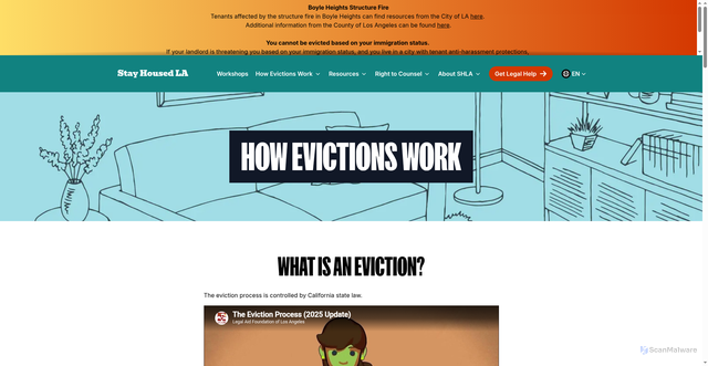 Security scan screenshot of https://www.stayhousedla.org/tenant-rights