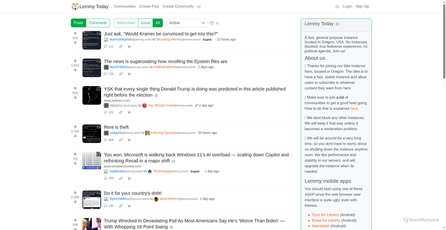 Security scan screenshot of https://lemmy.today