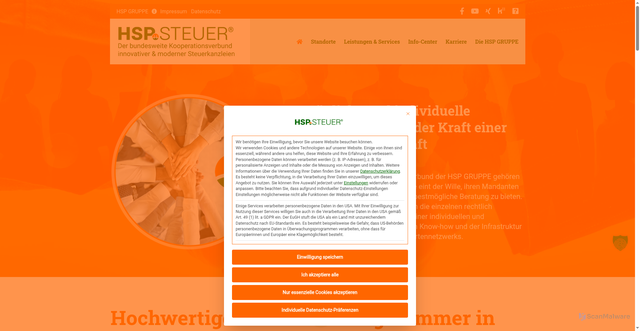 Security scan screenshot of https://hsp-steuer.de