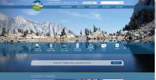 Security scan screenshot of https://www.inyocounty.us/