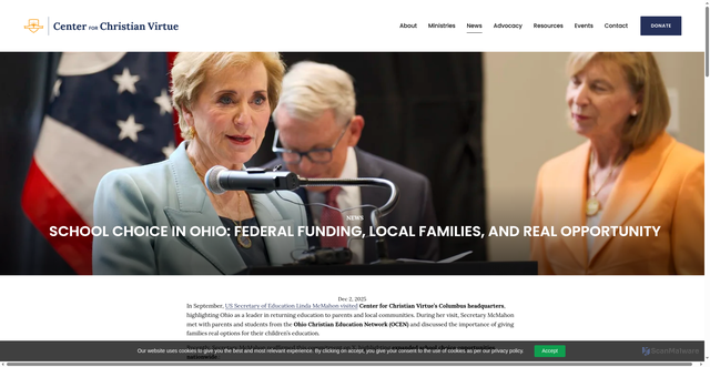 Security scan screenshot of https://www.ccv.org/news/school-choice-in-ohio-federal-funding-local-families-and-real-opportunity