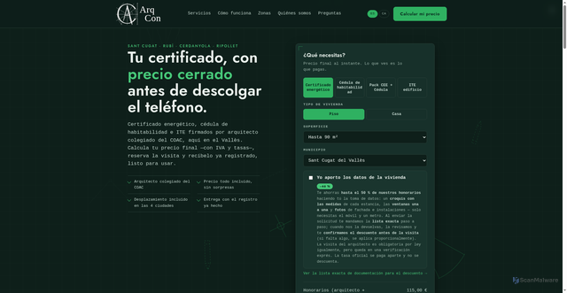 Security scan screenshot of https://arqcon-web.pages.dev/