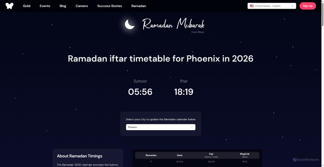 Security scan screenshot of https://muzz.com/us/en/ramadan-calendar/US/Phoenix/