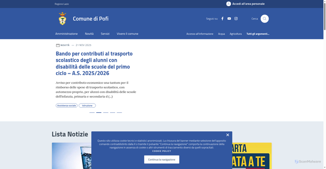 Security scan screenshot of https://comune.pofi.fr.it/