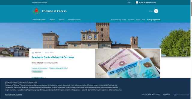 Security scan screenshot of https://www.comune.caorso.pc.it