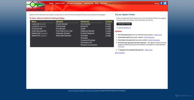 Security scan screenshot of https://optionsprofitcalculator.com