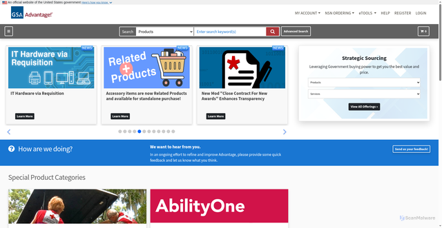 Security scan screenshot of https://gsaadvantage.gov/