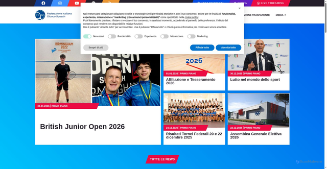 Security scan screenshot of https://www.federsquash.it/