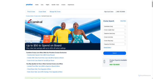 Security scan screenshot of https://cruises.priceline.com/promotion/carnival-cruises.do