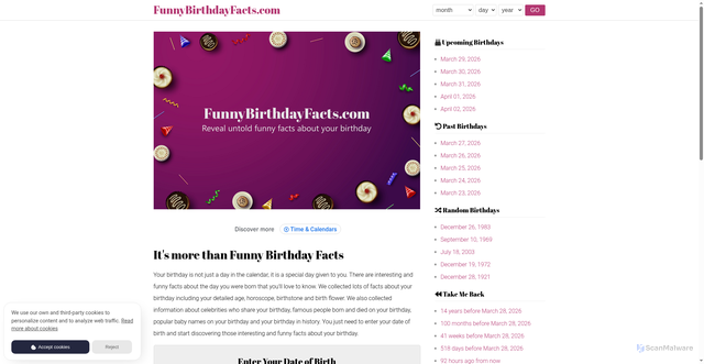 Security scan screenshot of https://funnybirthdayfacts.com