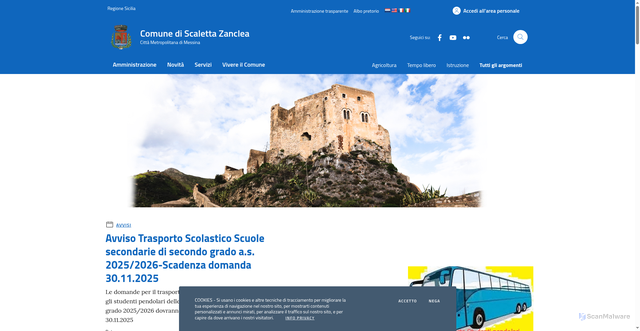 Security scan screenshot of https://comune.scalettazanclea.me.it/