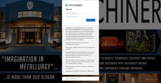 Security scan screenshot of https://hitchiner.sharepoint.us