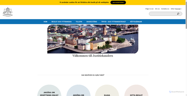 Security scan screenshot of https://www.justitiekanslern.se/