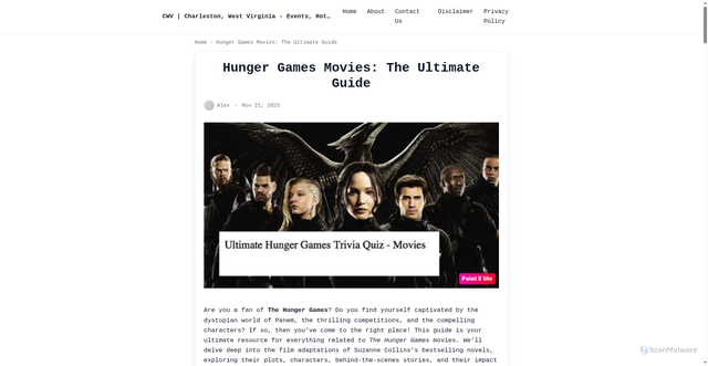 Security scan screenshot of https://test.charlestonwv.com/news/hunger-games-movies-the-ultimate