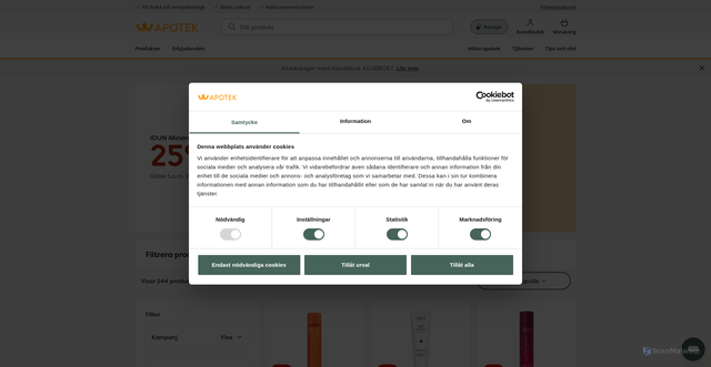 Security scan screenshot of https://www.kronansapotek.se/erbjudanden/idun-minerals/?utm_source=idrelay&utm_medium=email&utm_campaign=2025_K10_Avslut_klubbdagar_sista_dagen_fysisk&utm_content=2025_K10_Avslut_klubbdagar_sista_dagen_fysisk