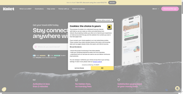Security scan screenshot of https://kolet.com