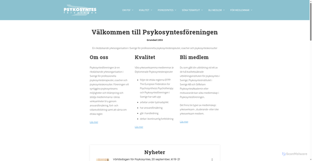 Security scan screenshot of https://psykosyntesforeningen.se