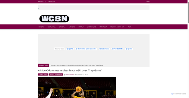Security scan screenshot of https://cronkitesports.com/a-moe-odum-masterclass-leads-asu-over-trap-game/