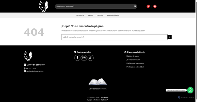 Security scan screenshot of https://loboperu.com/wp-admin/