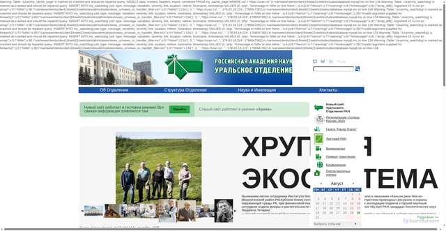 Security scan screenshot of https://uran.ru