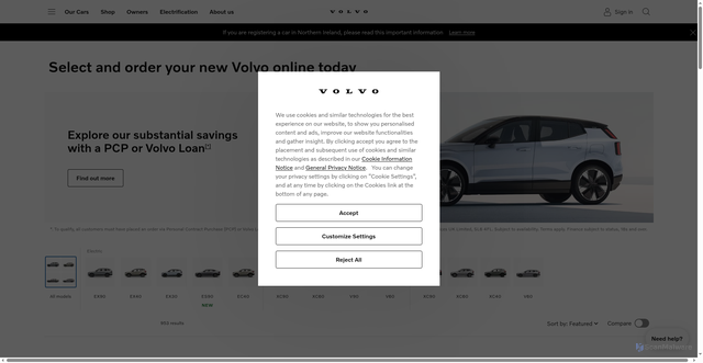 Security scan screenshot of https://www.volvocars.com/uk/shop/