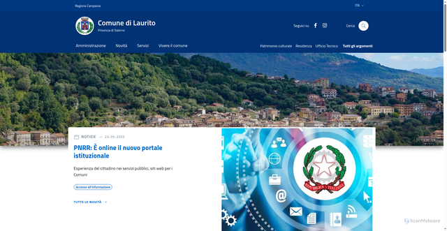 Security scan screenshot of https://www.comune.laurito.sa.it/