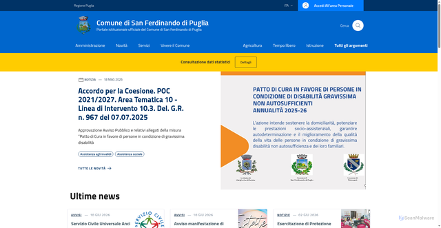 Security scan screenshot of https://www.comune.sanferdinandodipuglia.bt.it