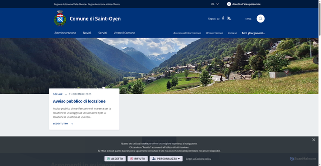 Security scan screenshot of https://www.comune.saintoyen.ao.it/it-it/home