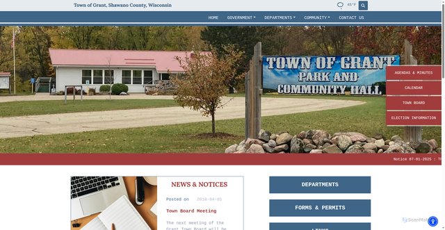 Security scan screenshot of https://townofgrantshawanowi.gov/