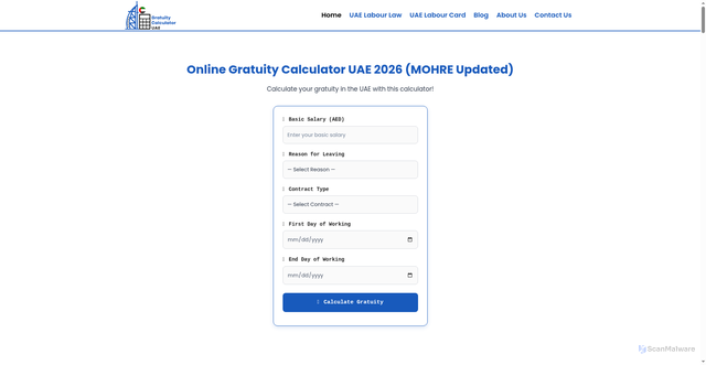 Security scan screenshot of https://gratuitycalculatordubaiuae.ae/