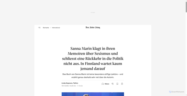 Security scan screenshot of https://www.nzz.ch/international/sanna-marin-klagt-in-ihren-memoiren-ueber-sexismus-und-vergisst-die-selbstkritik-ld.1912203