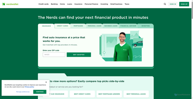 Security scan screenshot of https://nerdwallet.com
