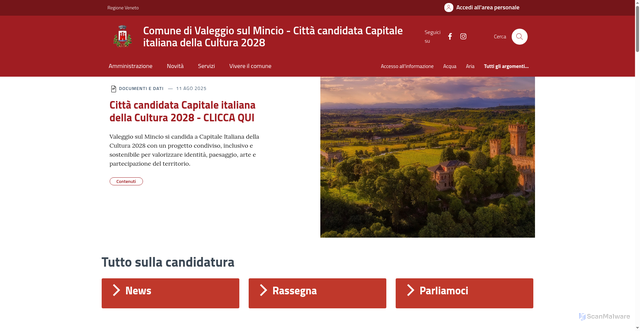 Security scan screenshot of https://comune.valeggiosulmincio.vr.it/