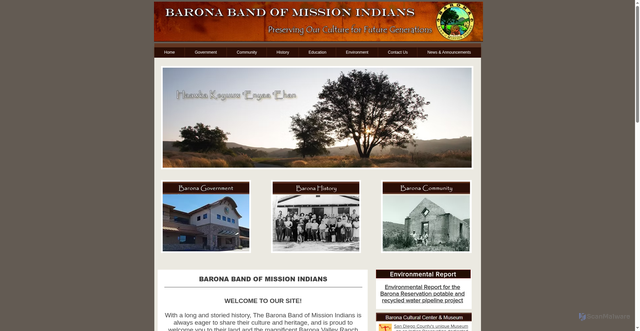 Security scan screenshot of https://www.barona-nsn.gov/