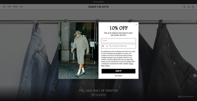 Security scan screenshot of https://honorthegift.co