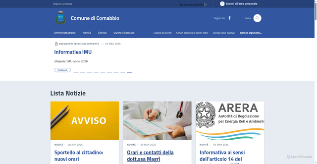Security scan screenshot of https://www.comune.comabbio.va.it