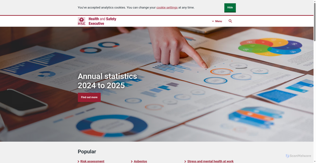 Security scan screenshot of https://www.hse.gov.uk