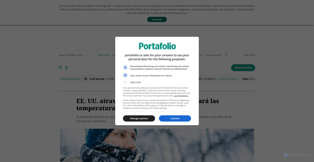 Security scan screenshot of https://www.portafolio.co/internacional/ee-uu-atraviesa-una-ola-de-frio-que-bajara-las-temperaturas-en-los-proximos-dias-621030